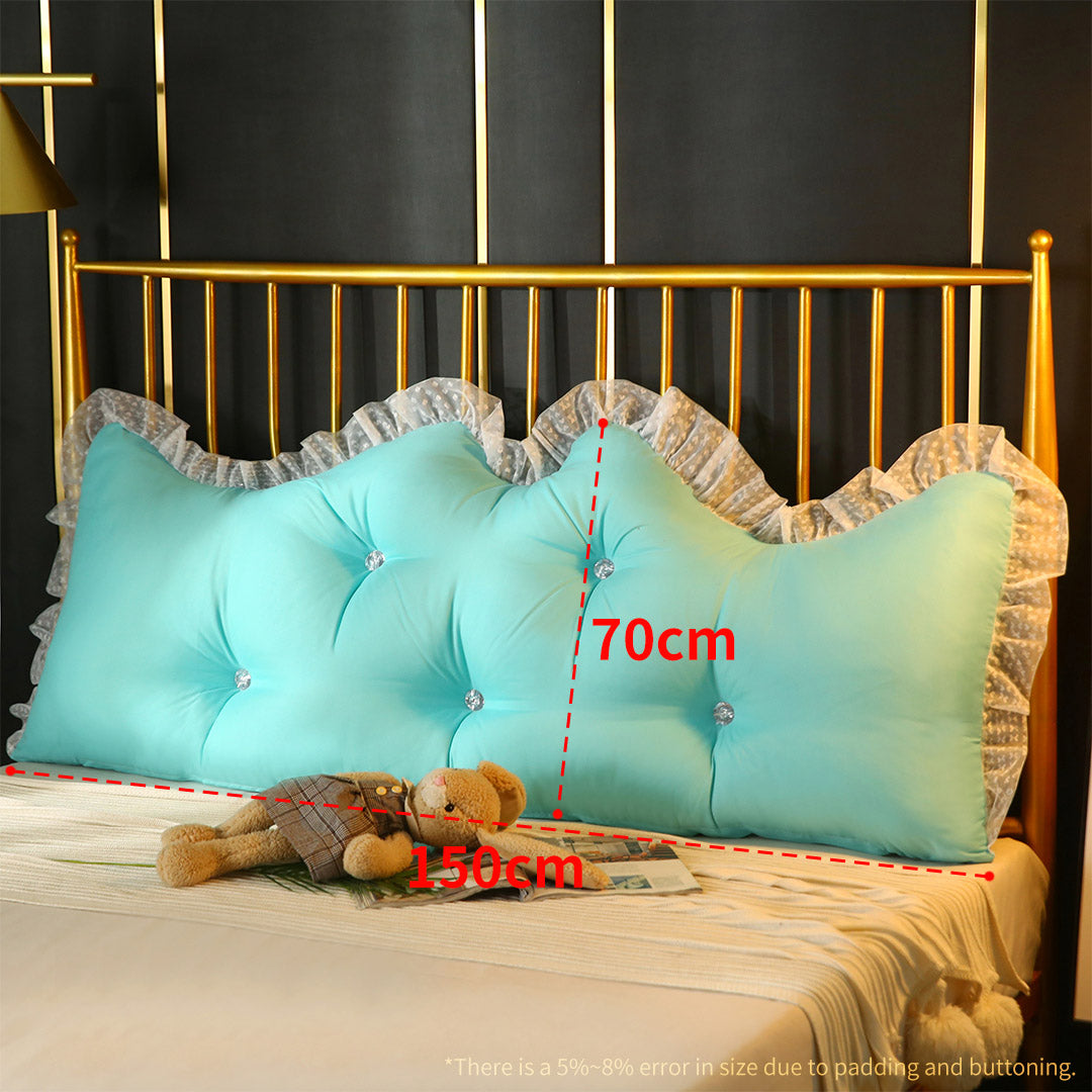 SOGA 2X 150cm Light Blue Princess Bed Pillow Headboard Backrest Bedside Tatami Sofa Cushion with Ruffle Lace Home Decor-Headboard Pillow-PEROZ Accessories