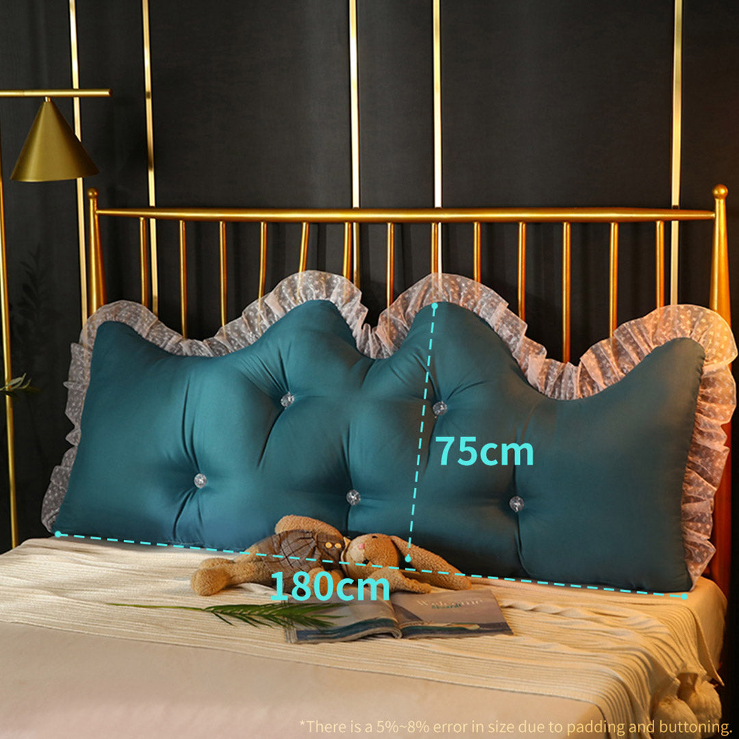 SOGA 4X 180cm Blue Green Princess Bed Pillow Headboard Backrest Bedside Tatami Sofa Cushion with Ruffle Lace Home Decor-Headboard Pillow-PEROZ Accessories