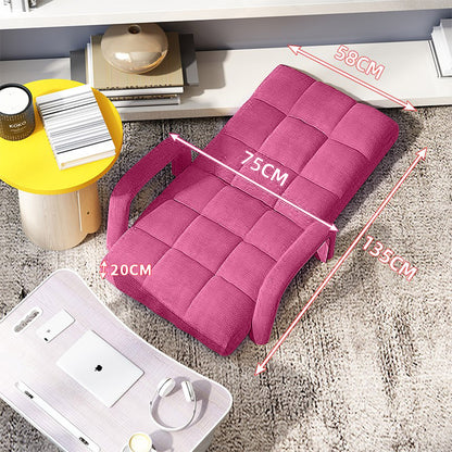 SOGA 4X Foldable Lounge Cushion Adjustable Floor Lazy Recliner Chair with Armrest Pink-PEROZ Accessories