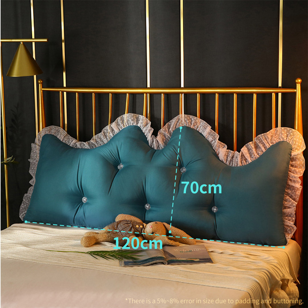 SOGA 4X 120cm Blue Green Princess Bed Pillow Headboard Backrest Bedside Tatami Sofa Cushion with Ruffle Lace Home Decor-Headboard Pillow-PEROZ Accessories