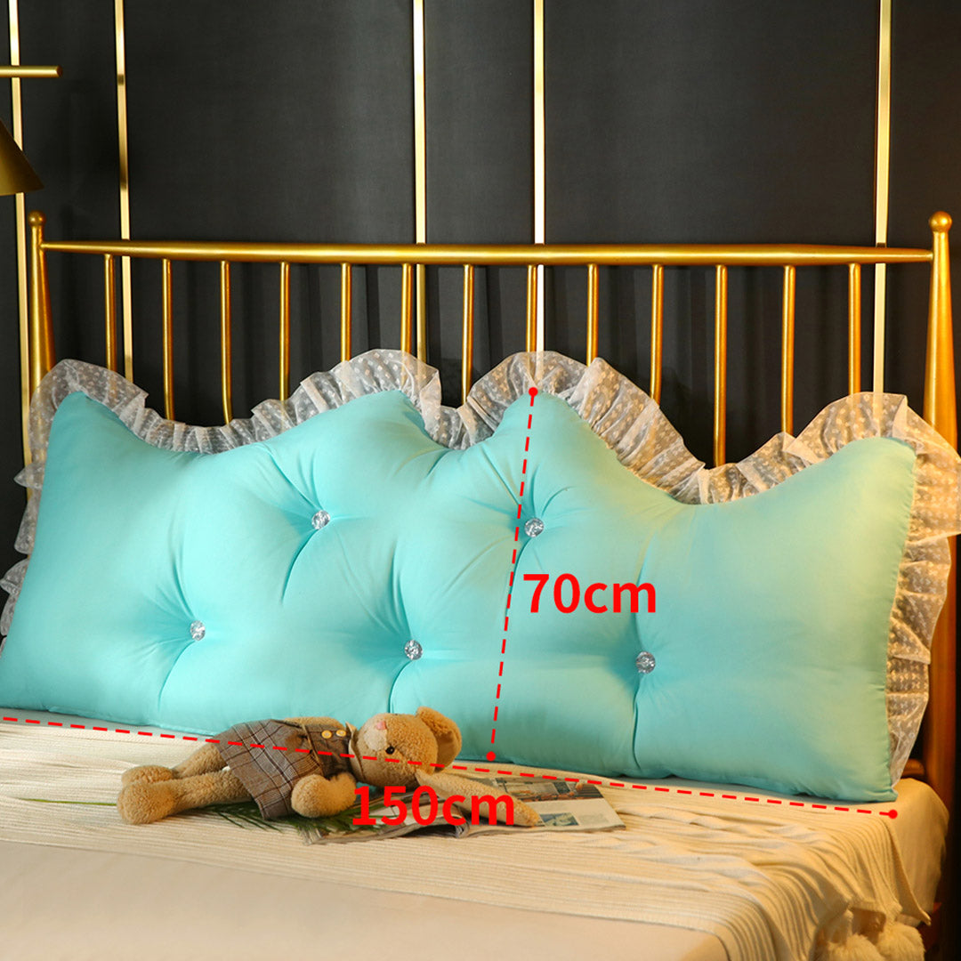 SOGA 4X 150cm Light Blue Princess Bed Pillow Headboard Backrest Bedside Tatami Sofa Cushion with Ruffle Lace Home Decor-Headboard Pillow-PEROZ Accessories