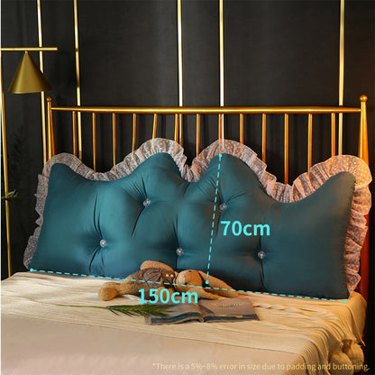 SOGA 150cm Blue Green Princess Bed Pillow Headboard Backrest Bedside Tatami Sofa Cushion with Ruffle Lace Home Decor-Headboard Pillow-PEROZ Accessories