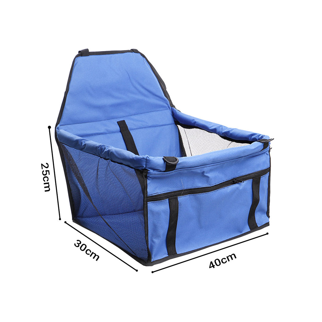 SOGA 2X Waterproof Pet Booster Car Seat Breathable Mesh Safety Travel Portable Dog Carrier Bag - Blue-PEROZ Accessories