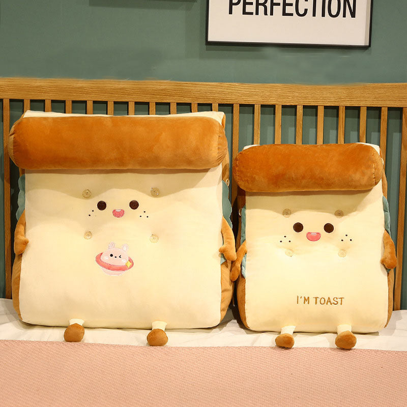 SOGA 2X Cute Face Toast Bread Wedge Cushion Stuffed Plush Cartoon Back Support Pillow Home Decor-PEROZ Accessories