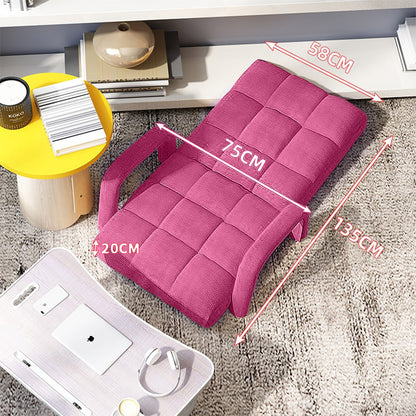 SOGA 2X Foldable Lounge Cushion Adjustable Floor Lazy Recliner Chair with Armrest Pink-PEROZ Accessories