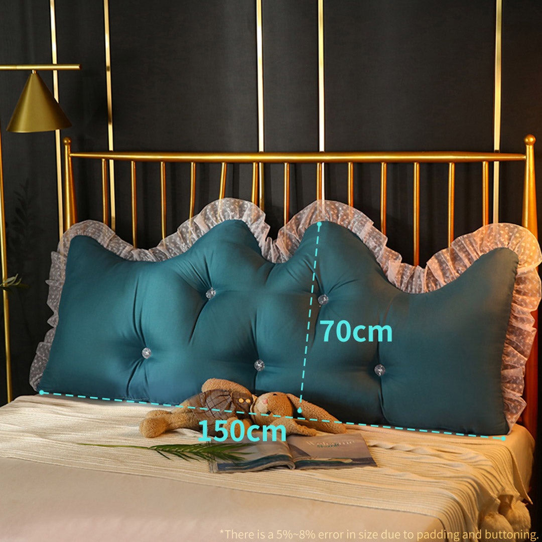 SOGA 4X 150cm Blue Green Princess Bed Pillow Headboard Backrest Bedside Tatami Sofa Cushion with Ruffle Lace Home Decor-Headboard Pillow-PEROZ Accessories