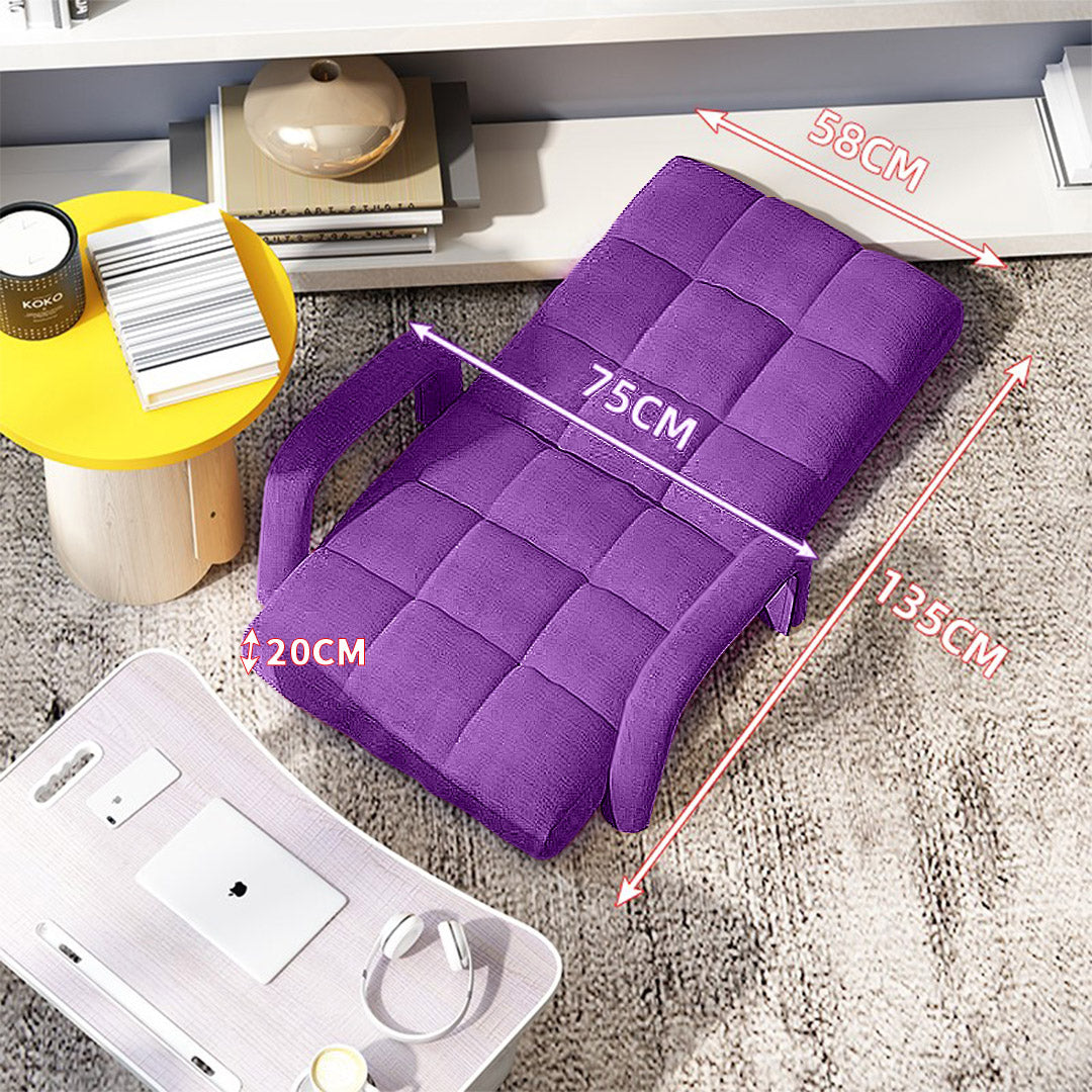 SOGA 4X Foldable Lounge Cushion Adjustable Floor Lazy Recliner Chair with Armrest Purple-PEROZ Accessories