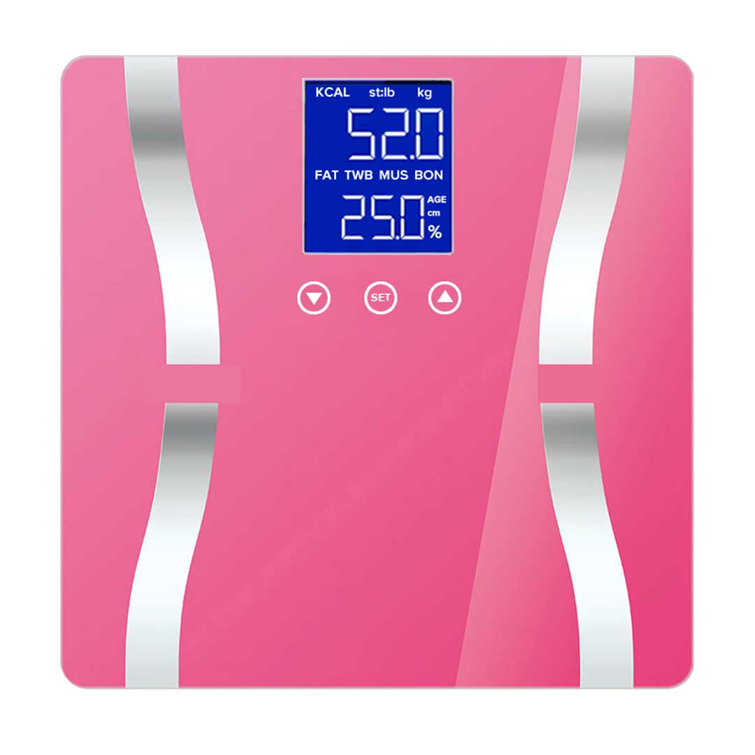 SOGA 2X Glass LCD Digital Body Fat Scale Bathroom Electronic Gym Water Weighing Scales Pink-Body Weight Scales-PEROZ Accessories