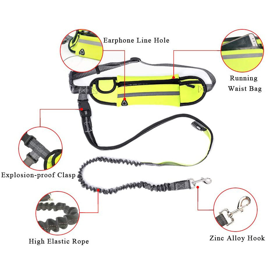 SOGA 2X Yellow Adjustable Hands Free Pet Leash Bag Dog Lead Walking Running Jogging Pet Essentials-Dog Collars-PEROZ Accessories