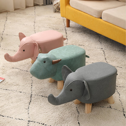 SOGA Green Children Bench Deer Character Round Ottoman Stool Soft Small Comfy Seat Home Decor-Benches-PEROZ Accessories