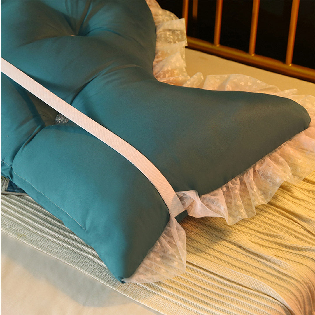 SOGA 4X 180cm Blue Green Princess Bed Pillow Headboard Backrest Bedside Tatami Sofa Cushion with Ruffle Lace Home Decor-Headboard Pillow-PEROZ Accessories