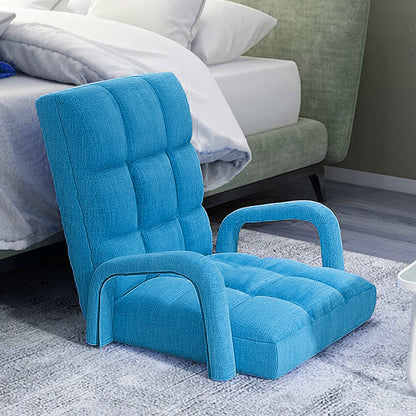 SOGA 2X Foldable Lounge Cushion Adjustable Floor Lazy Recliner Chair with Armrest Blue-PEROZ Accessories