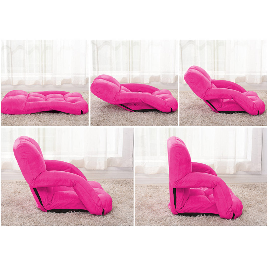 SOGA 2X Foldable Lounge Cushion Adjustable Floor Lazy Recliner Chair with Armrest Pink - Kid-Recliner Chair-PEROZ Accessories