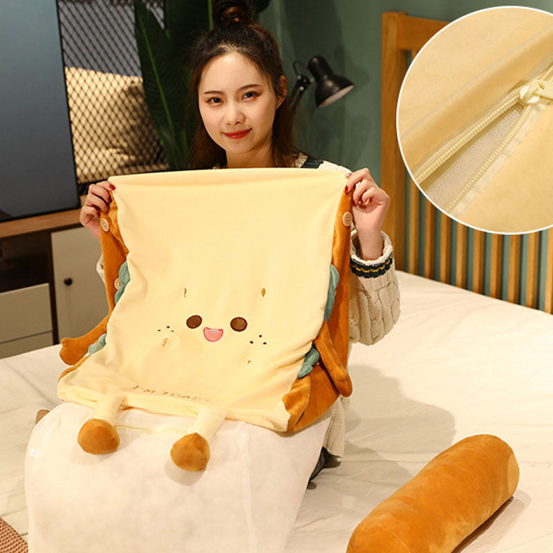 SOGA 2X Cute Face Toast Bread Wedge Cushion Stuffed Plush Cartoon Back Support Pillow Home Decor-PEROZ Accessories