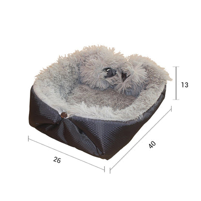 SOGA 2X Black Dual purpose Cushion Nest Cat Dog Bed Warm Plush Kennel Mat Pet Home Travel Essentials-Pet Carriers &amp; Travel Products-PEROZ Accessories