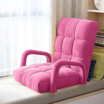 SOGA 2X Foldable Lounge Cushion Adjustable Floor Lazy Recliner Chair with Armrest Pink-PEROZ Accessories