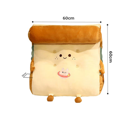 SOGA 2X Cute Face Toast Bread Wedge Cushion Stuffed Plush Cartoon Back Support Pillow Home Decor-PEROZ Accessories