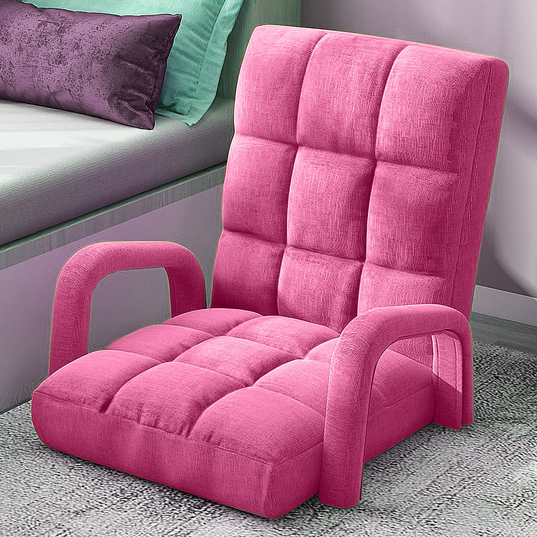 SOGA 2X Foldable Lounge Cushion Adjustable Floor Lazy Recliner Chair with Armrest Pink-PEROZ Accessories