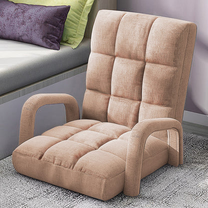 SOGA 4X Foldable Lounge Cushion Adjustable Floor Lazy Recliner Chair with Armrest Khaki-Recliner Chair-PEROZ Accessories