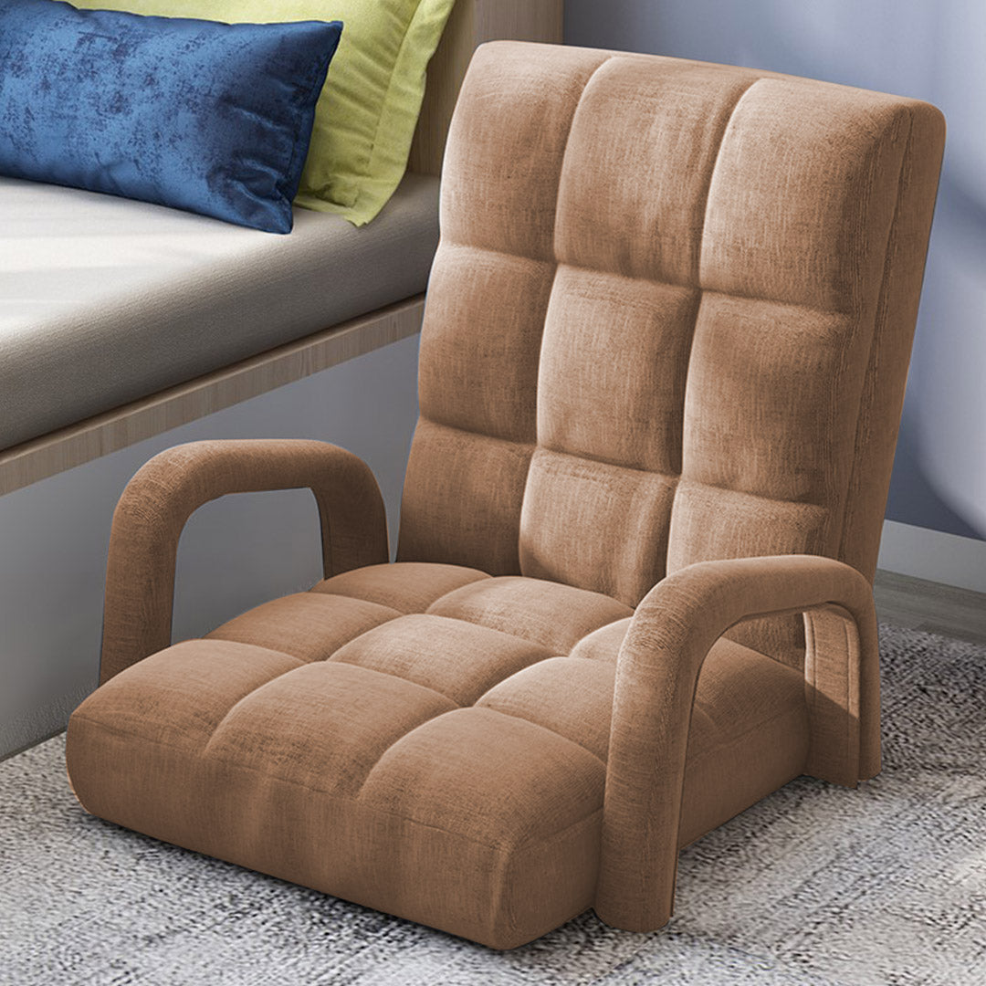 SOGA 4X Foldable Lounge Cushion Adjustable Floor Lazy Recliner Chair with Armrest Khaki-Recliner Chair-PEROZ Accessories