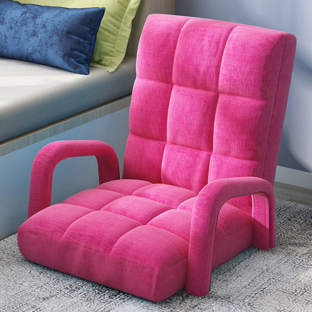 SOGA 2X Foldable Lounge Cushion Adjustable Floor Lazy Recliner Chair with Armrest Pink-PEROZ Accessories