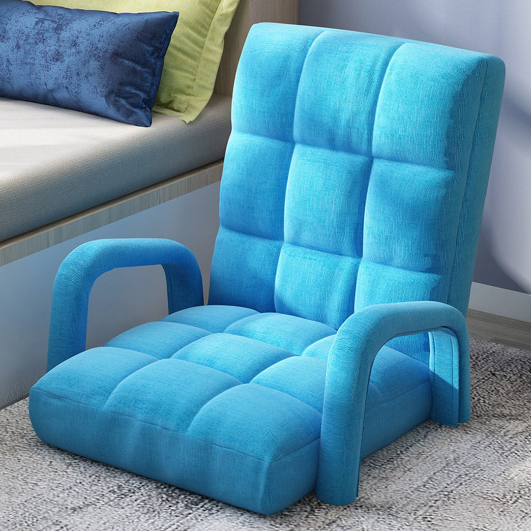 SOGA 2X Foldable Lounge Cushion Adjustable Floor Lazy Recliner Chair with Armrest Blue-PEROZ Accessories