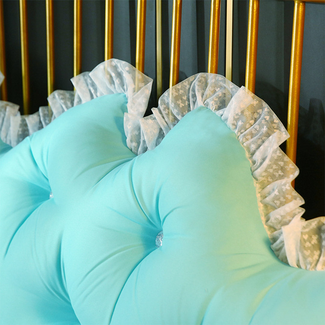SOGA 120cm Light Blue Princess Bed Pillow Headboard Backrest Bedside Tatami Sofa Cushion with Ruffle Lace Home Decor-Headboard Pillow-PEROZ Accessories
