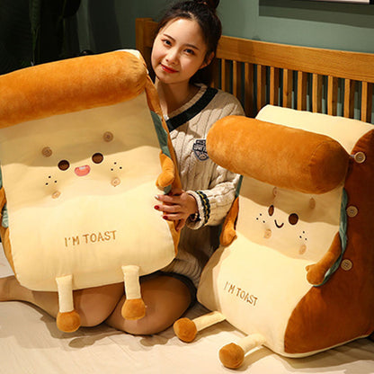 SOGA 2X Cute Face Toast Bread Wedge Cushion Stuffed Plush Cartoon Back Support Pillow Home Decor-PEROZ Accessories