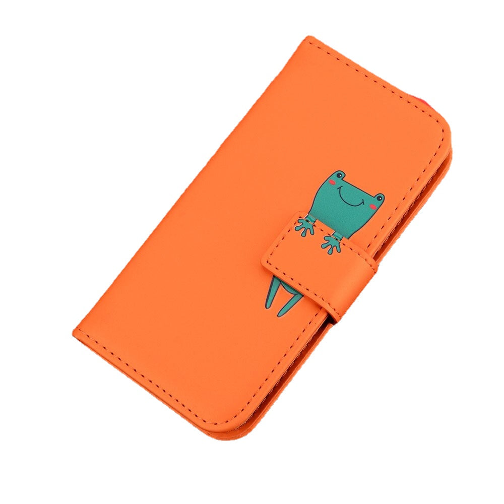 Anymob iPhone Case Orange Flip Leather Skin Silicone Bear Design Wallet Phone-Mobile Phone Cases-PEROZ Accessories