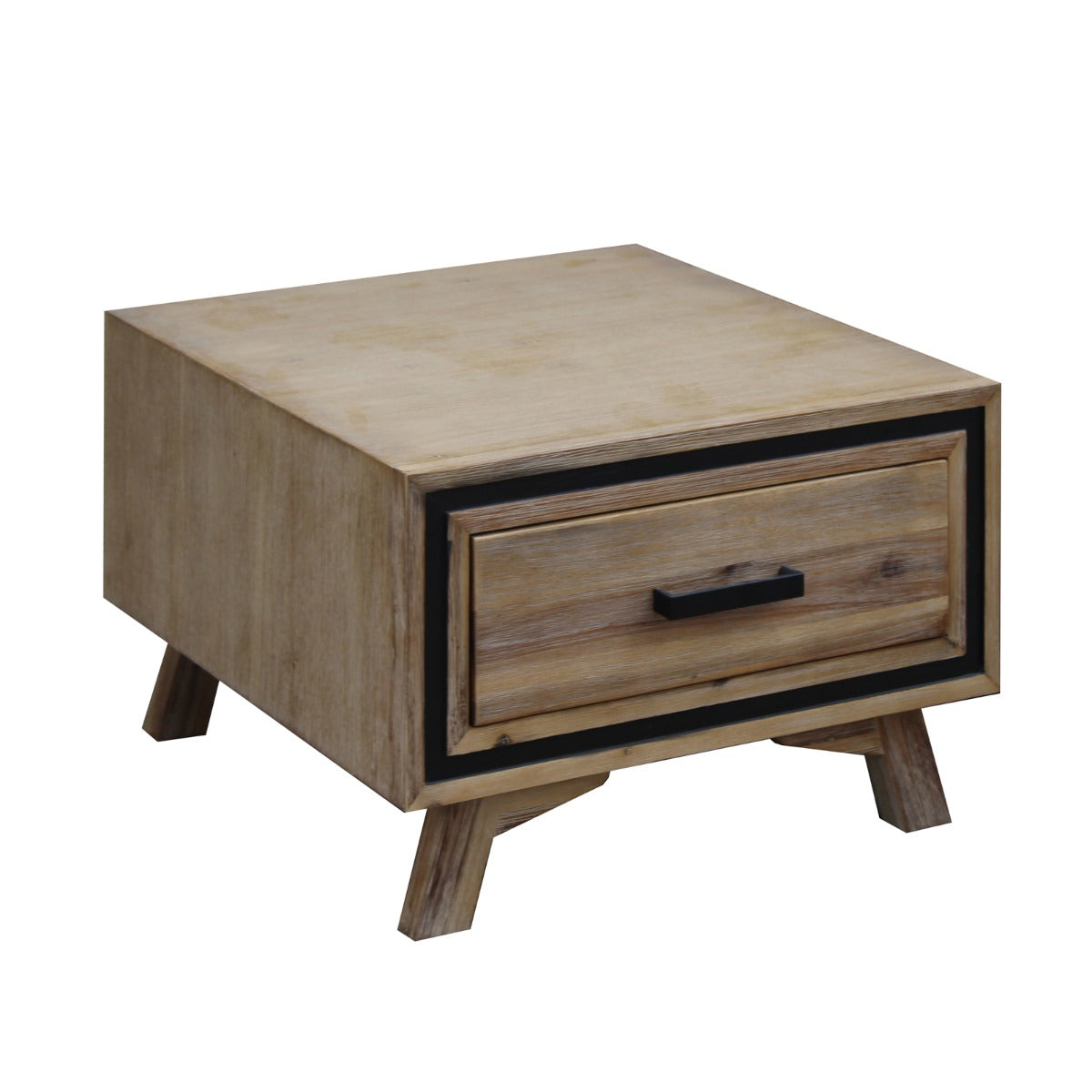 Lamp Table with 1 Storage Drawer Solid Wooden Frame in Silver Brush Colour-Furniture &gt; Living Room-PEROZ Accessories