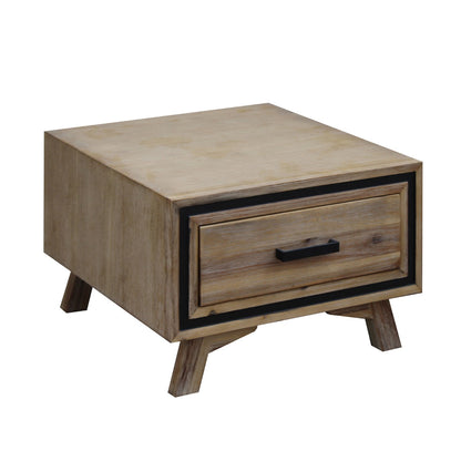 Lamp Table with 1 Storage Drawer Solid Wooden Frame in Silver Brush Colour-Furniture &gt; Living Room-PEROZ Accessories