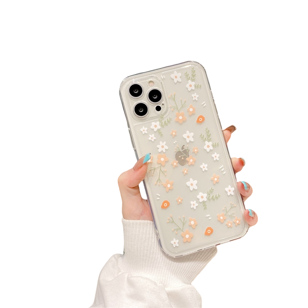 Anymob iPhone Case White and Orange Cute Flowers Floral Clear Soft Silicon Cover-Mobile Phone Cases-PEROZ Accessories