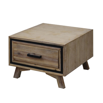 Lamp Table with 1 Storage Drawer Solid Wooden Frame in Silver Brush Colour-Furniture &gt; Living Room-PEROZ Accessories