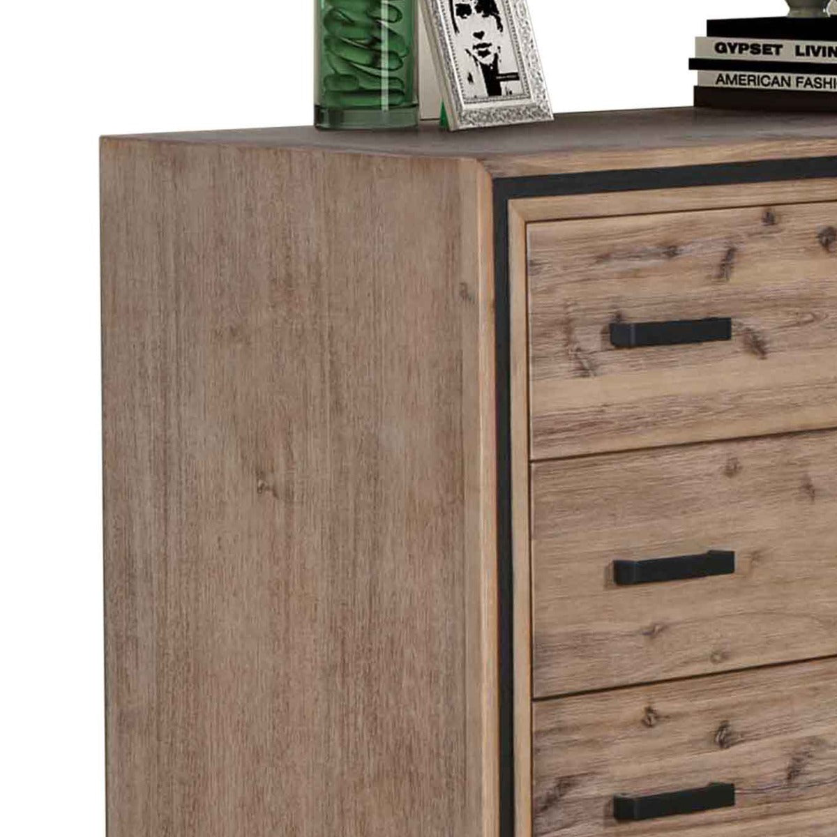 Tallboy with 5 Storage Drawers Solid Acacia Wooden Frame in Silver Brush Colour-Furniture &gt; Living Room-PEROZ Accessories