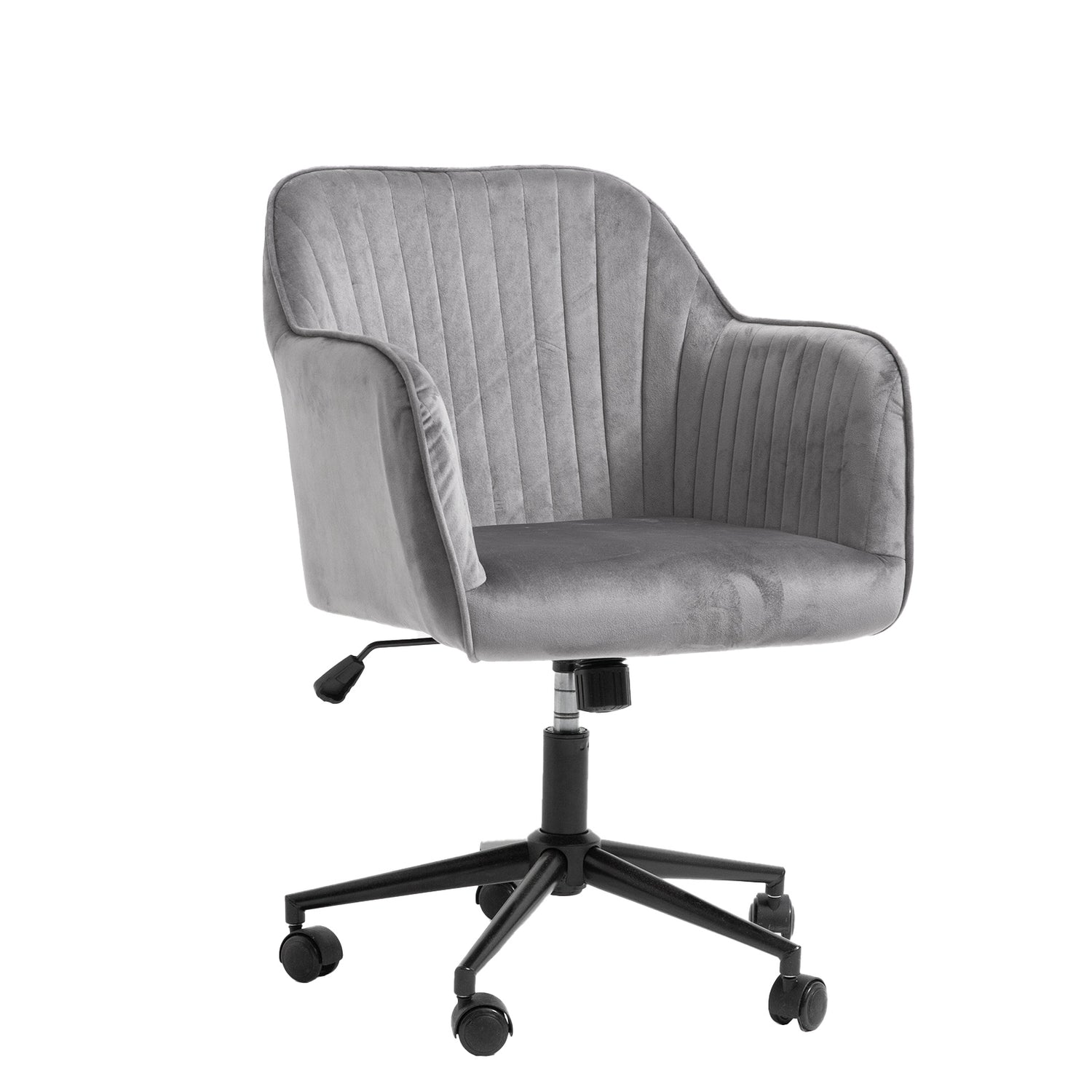 Casa Decor Arles Velvet Office Chair Mid Back Swivel Height Adjustable - Grey-Office Chairs-PEROZ Accessories