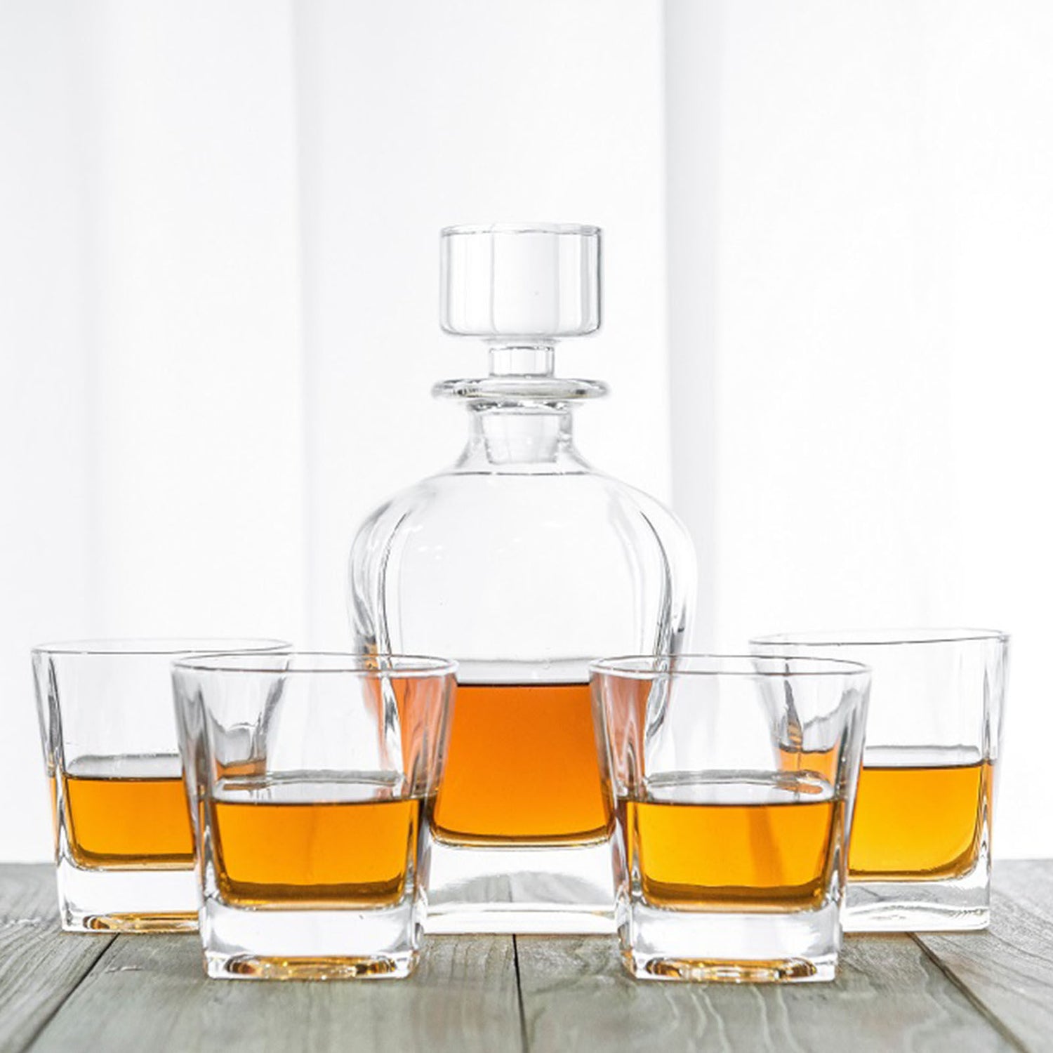 Novare Oval Whiskey Decanter Bottle With 4 Whiskey Glasses Set-Drinkware-PEROZ Accessories