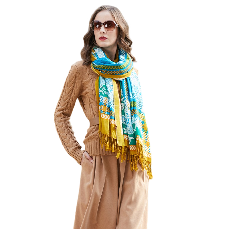 Anyyou 100% Merino Wool Arctic Silk Satin Large Winter Scarf Pashmina Shawl Bandana Perfect For Women Ladies Fashion Style-Scarves-PEROZ Accessories