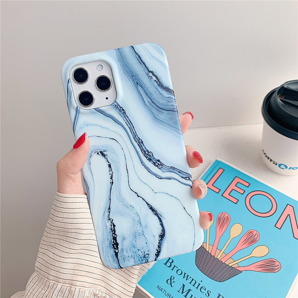 Anymob iPhone Case Stone Gradual Color Matte Marble Soft Silicone Back Cover-Mobile Phone Cases-PEROZ Accessories