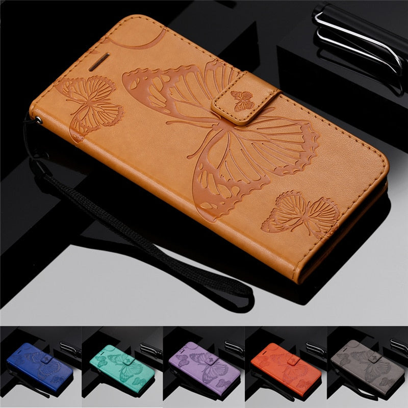 Anymob Huawei Purple Leather Phone Case Butterfly Flip Wallet Cover Protection-PEROZ Accessories