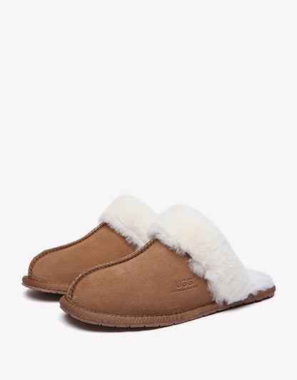 Australian Shepherd Premium Sheepskin Wool Unisex Scuff Ugg Slippers Rosa Water Resistant-Slippers-PEROZ Accessories