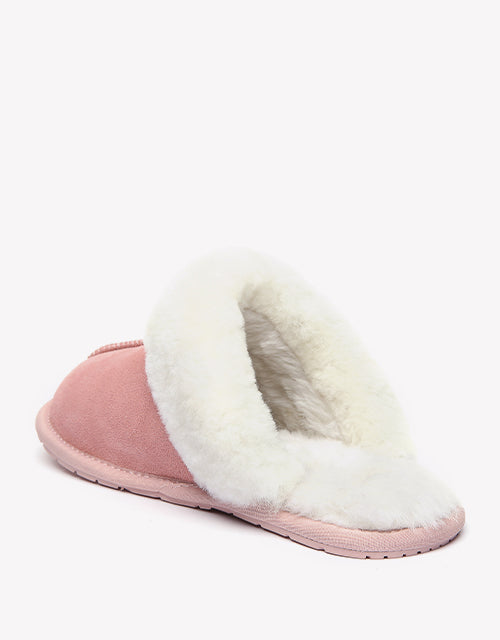 Australian Shepherd Premium Sheepskin Wool Unisex Scuff Ugg Slippers Rosa Water Resistant-Slippers-PEROZ Accessories