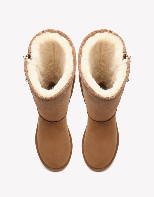 Australian Shepherd UGG Boots Australia Premium Double Face Sheepskin Tall Side Zip-Boots-PEROZ Accessories