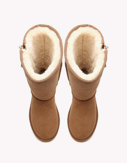 Australian Shepherd UGG Boots Australia Premium Double Face Sheepskin Tall Side Zip-Boots-PEROZ Accessories