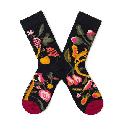 Anysox 5 Pairs Size 5-9 Fashion Socks Combed Cotton Art Abstract Fruits Oil Painting Novelty Happy Funny Christmas Gift for Women-Socks-PEROZ Accessories