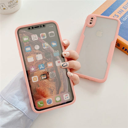 Anymob iPhone Case Pink Transparent Solid Color Bumper Silicone Shockproof Cover-Mobile Phone Cases-PEROZ Accessories