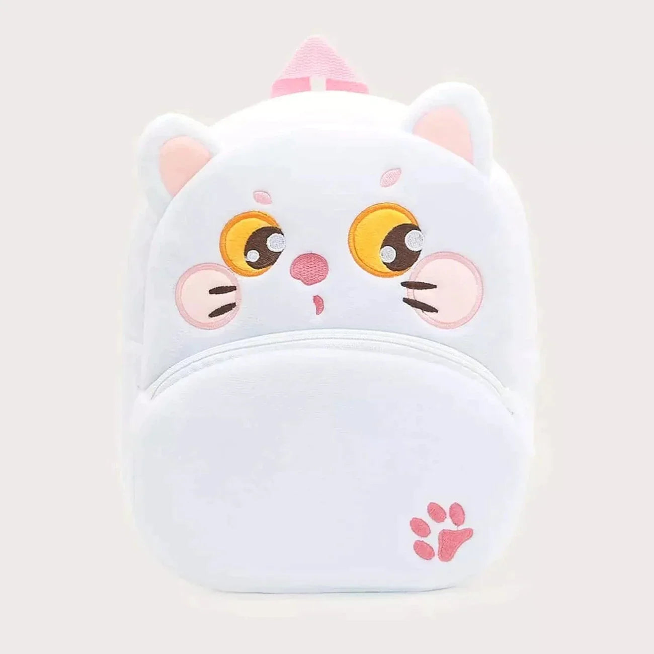 Anykidz 3D White Cat Kids School Backpack Cute Cartoon Animal Style Children Toddler Plush Bag Perfect Accessories For Baby Girls and Boys-Backpacks-PEROZ Accessories