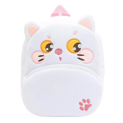 Anykidz 3D White Cat Kids School Backpack Cute Cartoon Animal Style Children Toddler Plush Bag Perfect Accessories For Baby Girls and Boys-Backpacks-PEROZ Accessories