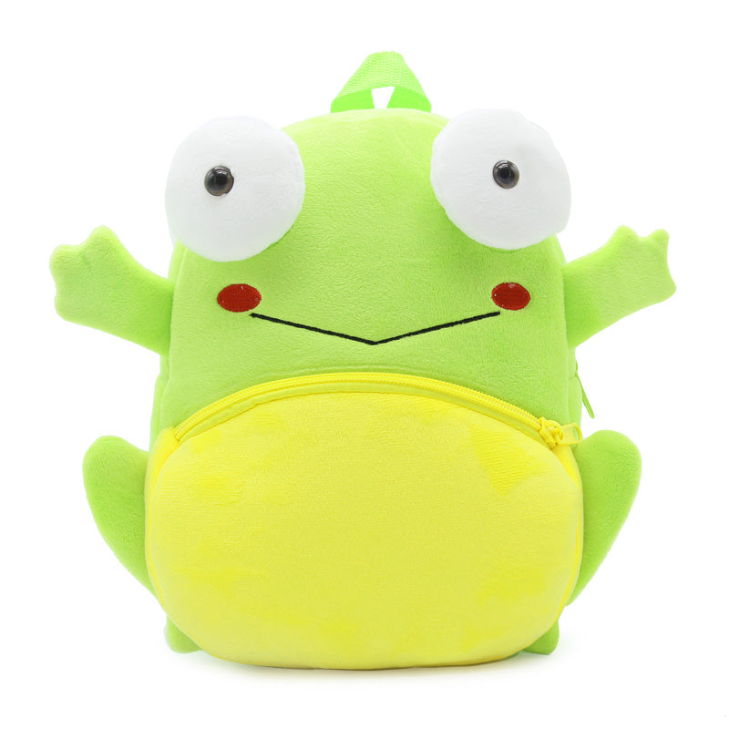 Anykidz 3D Green Frog School Backpack Cute Animal With Cartoon Designs Children Toddler Plush Bag For Baby Girls and Boys-Backpacks-PEROZ Accessories