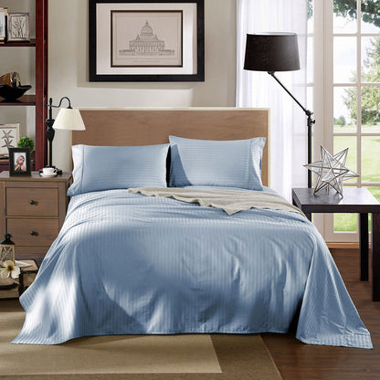 Kensington 1200 Thread Count 100% Cotton Sheet Set Stripe Hotel Grade-Bed Linen-PEROZ Accessories