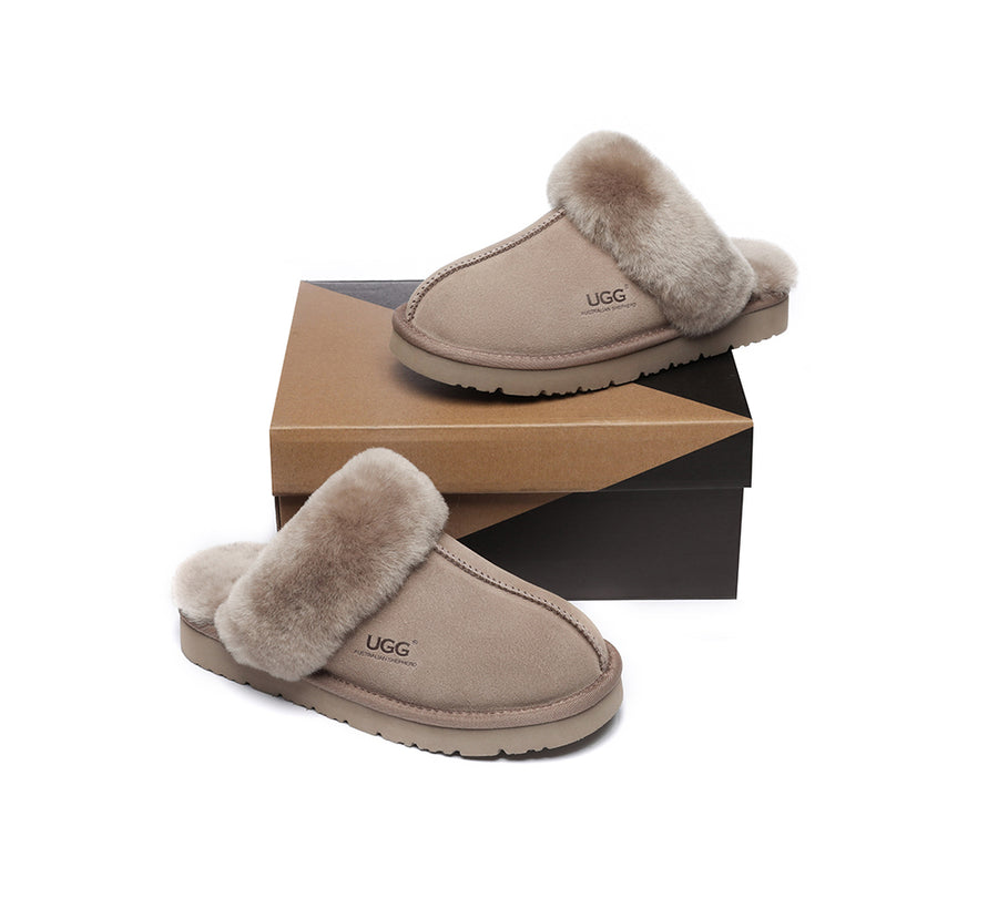 Australian Shepherd UGG Slippers Australia Premium Sheepskin Women Muffin Slipper Special-Slippers-PEROZ Accessories